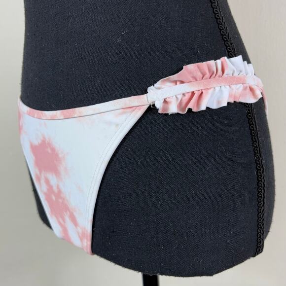 Aerie Two Piece Printed Ruffle Bandeau Bikini Top and Cheekiest Bottom Swimsuit - Picture 6 of 12